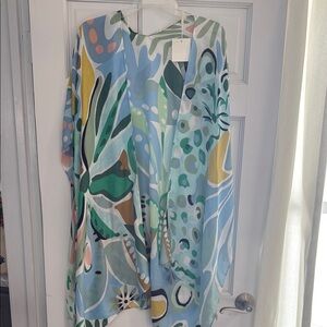 Do Everything in Love Blue Green Graphic Tunic